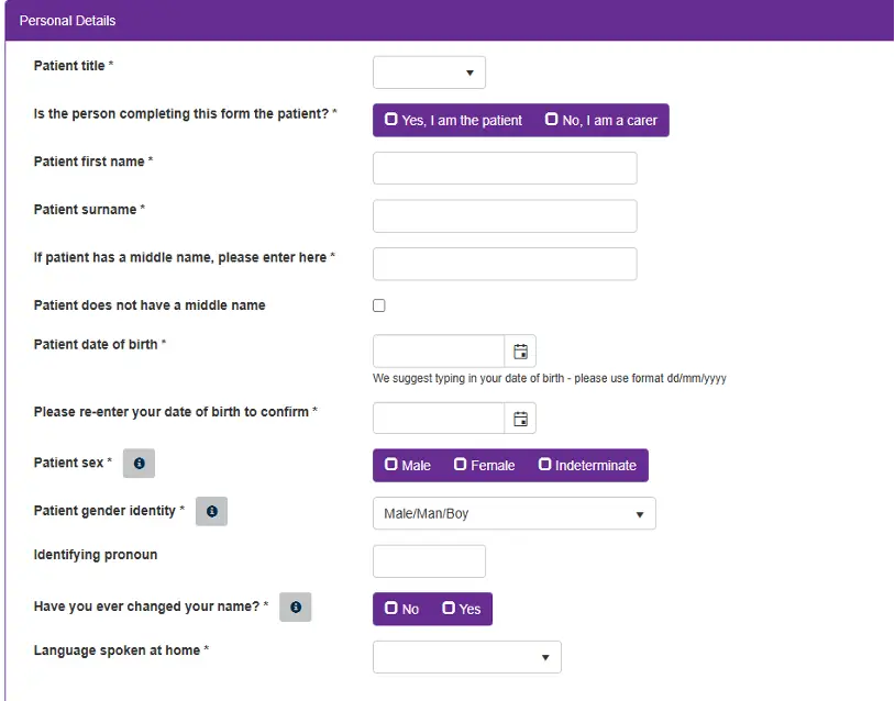 Screenshot of Patient Online Admission Form Guide for Adeney Private Hospital