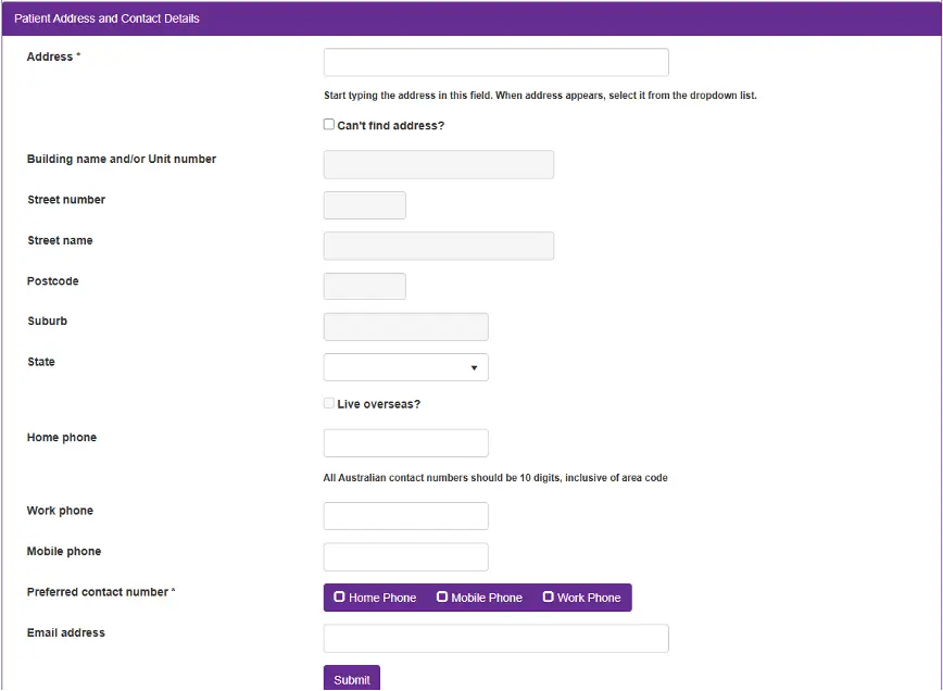 Screenshot of Patient Online Admission Form Guide for Adeney Private Hospital